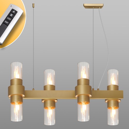 Люстра подвесная, 8*Е14+LED 5W, 3000К, Пульт ДУ, матовое золото MD.23472-8-P SGD