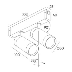 Светильник CCT направленного света поворотный для трековой системы SMART LINE 220В, 2х12Вт, Черный IL.0050.5009-12-CCT-BK