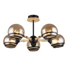 Люстра потолочная 5*60Вт E27 MD.4896-5-S BK+WOOD