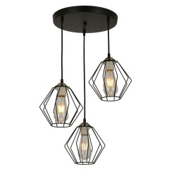 Люстра подвесная 3*60Вт E27 MD.3099-3-P BK+AB