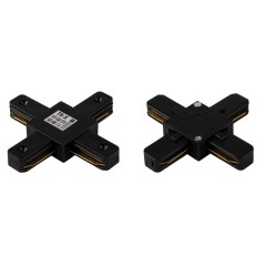 X - соединитель питания для накладного шинопровода трековой системы 1 фазный трек 10А, 220В, Черный TR-X BK