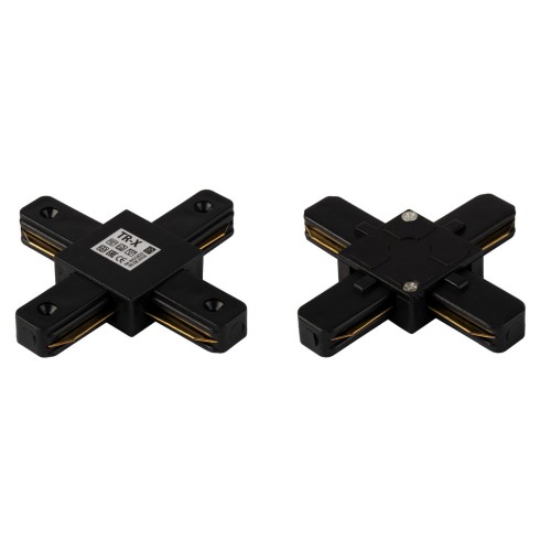 X - соединитель питания для накладного шинопровода трековой системы 1 фазный трек 10А, 220В, Черный TR-X BK