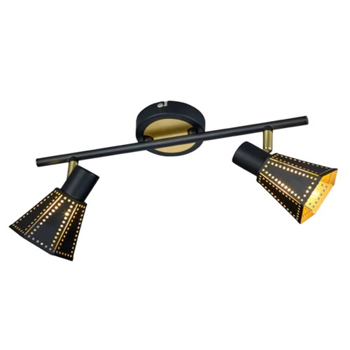 Светильник Спот 2*40Вт E14 BK+GD SP.035-62-01