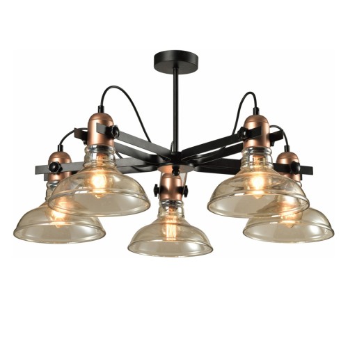 Люстра потолочная Е27 5*60W черный+бронза MD.20552-5-S-BK+AB