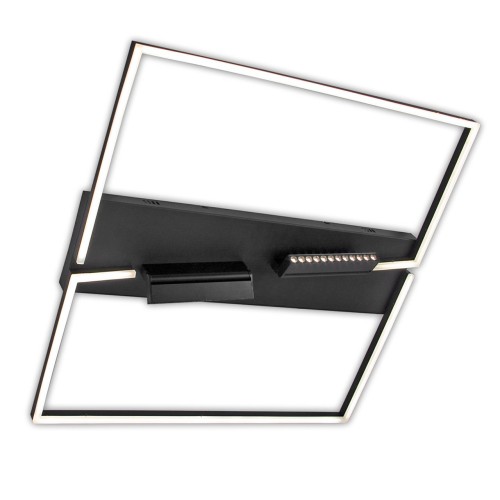 Люстра потолочная светодиодная 124W, 3000+4200К+6500K, поворотные споты, пульт ДУ, матовый черный PLC-7071-800-MBK