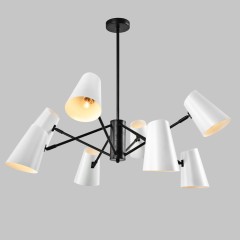 Люстра подвесная на жесткой штанге 8*Е14, черный+белый MD.23670-8-P-BK