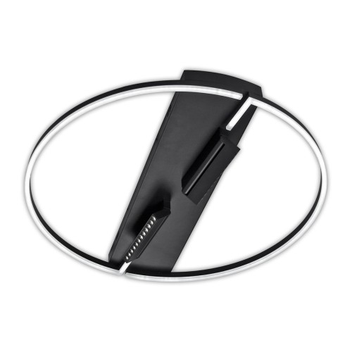 Люстра потолочная светодиодная 106W, 3000+4200К+6500K, поворотные споты, пульт ДУ, матовый черный PLC-7072-800-MBK