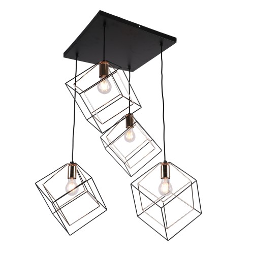 Люстра подвесная 4*60Вт E27 MD.0830-4-P BK+FGD