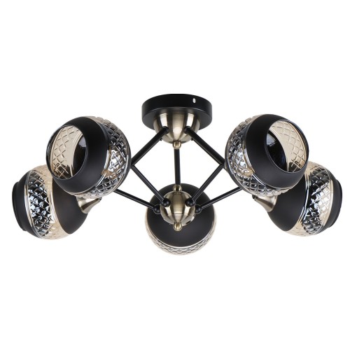 Люстра потолочная, 5*E27, черный+бронза MD.51851-5-S-BK+AB