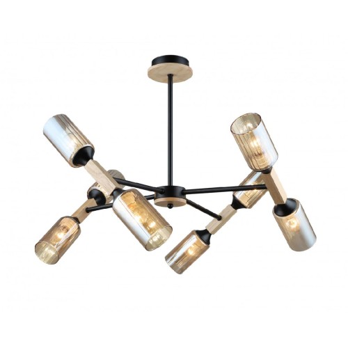 Люстра на штанге MD.5495-8-S-BK+WOOD