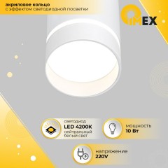 Светильник 10W подвесной 200мм 220V, LED 4200K, Белый IL.0005.1600L-P WH