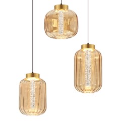 Люстра подвесная светодиодная 3*8W, 4000K, 500мм, плафон янтарный PLC-7077-500-3P-AMBER