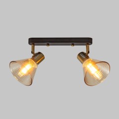 Спот настенный 2*Е14, черный+медь, янтарный плафон SP.046-52-22